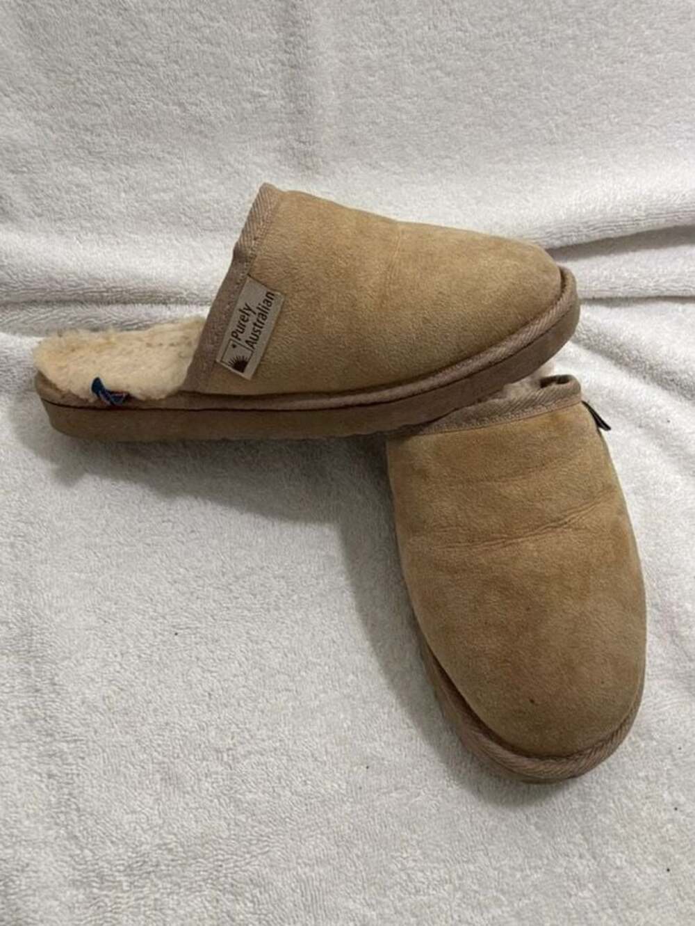 Purely Australian Sheepskin Scuff Slippers Tan Suede House Shoes